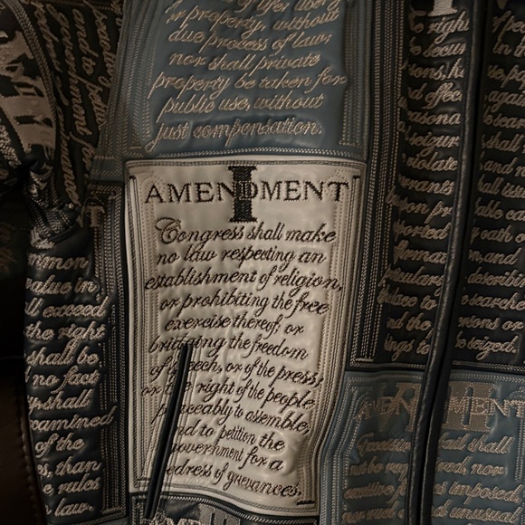 Fifhty Cent Amendment IV Stylish Men's Blue and Gray Bomber Jacket - Picture 2 of 7